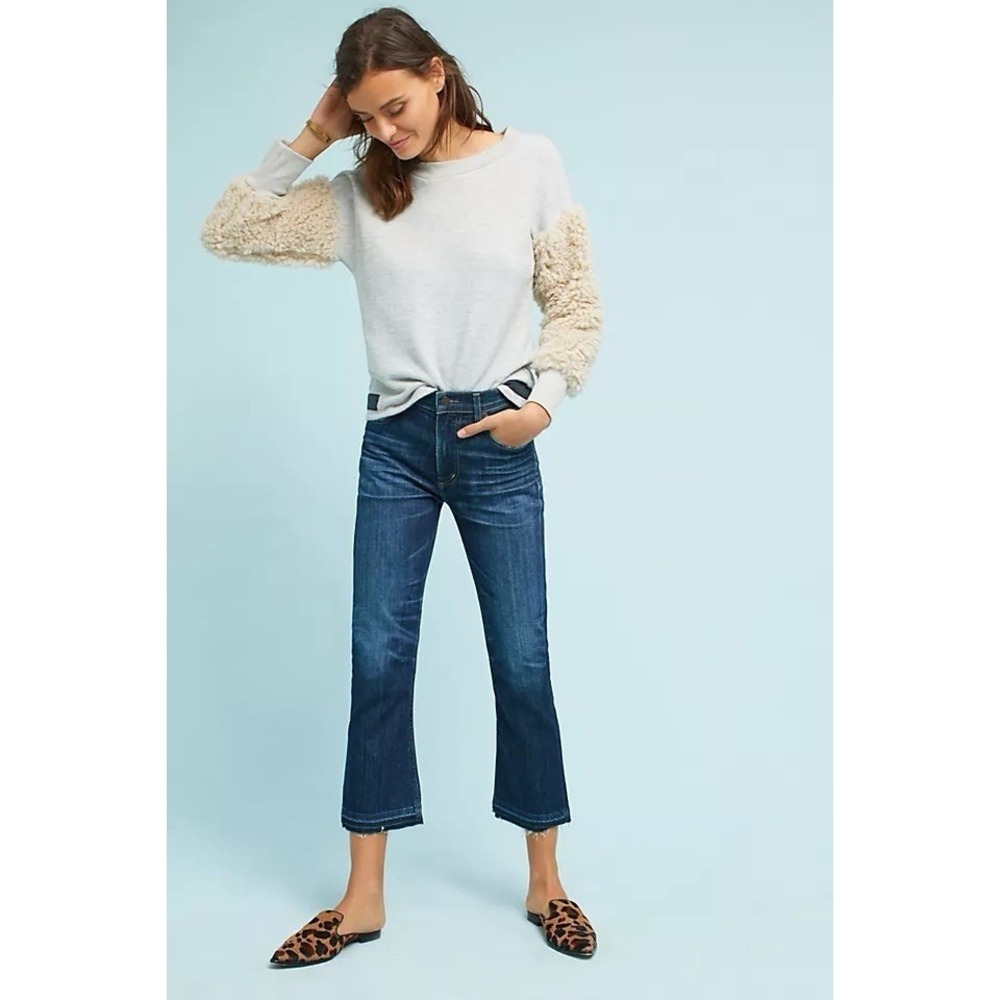 $228 Citizens of Humanity Jeans 27 Womens Drew Fray High Rise Crop Flare